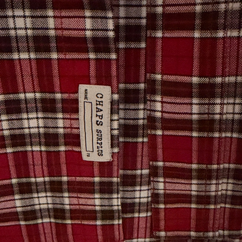 Chaps Red, White and Black Plaid Button-Down Shirt - Picture 3 of 4